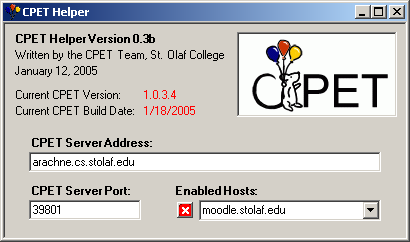 CPET Helper screenshot -- Internet Explorer